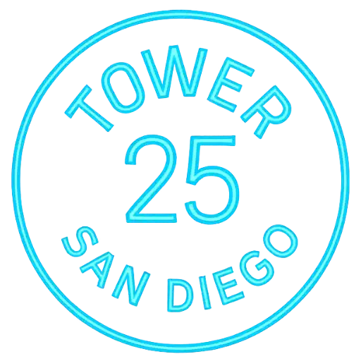 Neon number 25 logo for Tower 25, a San Diego digital marketing agency.