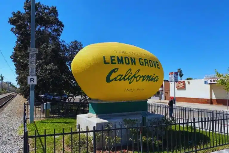 The giant lemon monument in Lemon Grove, California, symbolizing the city’s agricultural history and community pride.