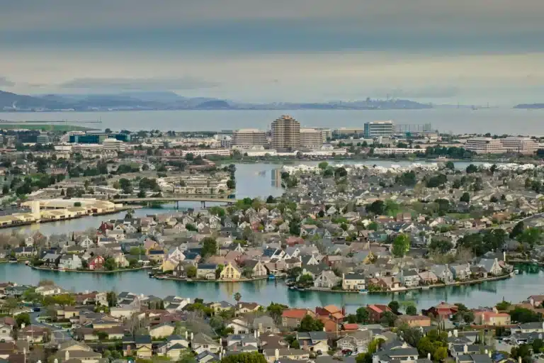 Santee, California at night, featuring glowing signs and lights that highlight the urban skyline and streets.