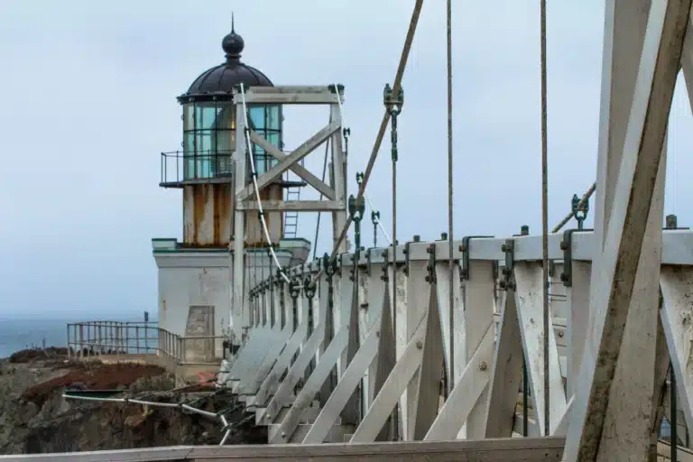 Historic Bonita, California waterfront structure with lighthouse and pier details.