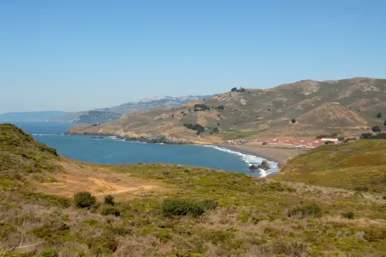 Bonita, California coastal landscape with hills overlooking the ocean on a clear day.