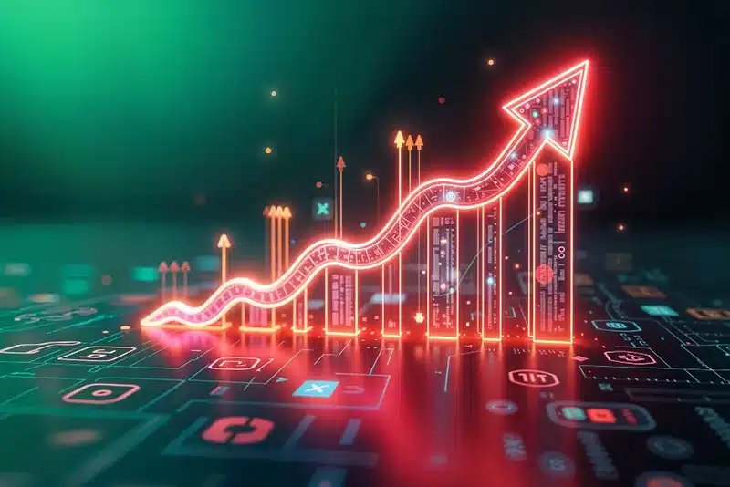 Professionals planning SEO, social media, and advertising strategies in a modern office.