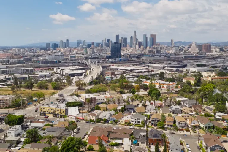 Arial view of city showing infrastructure
